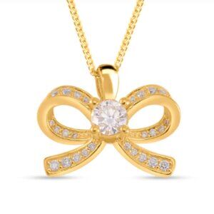 Moissanite Pendant Bow Necklace